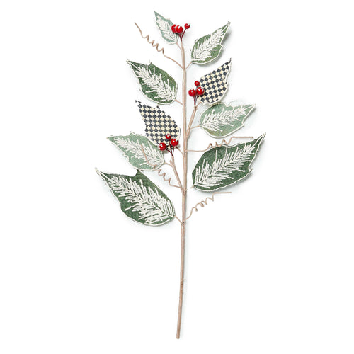 Farmhouse Holiday Leaf Spray Stem