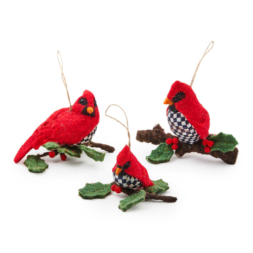 Cozy Christmas Felt Cardinal Ornaments, Set of 3