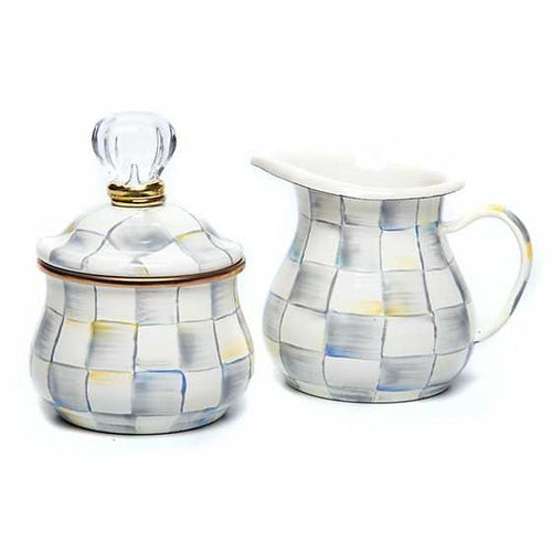 Sterling Check Creamer & Sugar Bowl Set