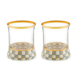 Sterling Check Tumbler Glass, Set of 2