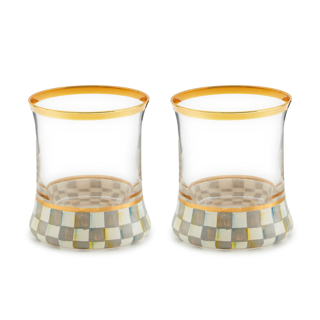 Sterling Check Tumbler Glass, Set of 2