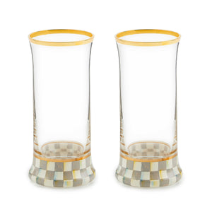 Sterling Check Highball Glass, Set of 2