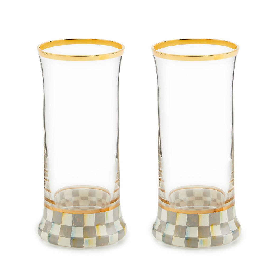 Sterling Check Highball Glass, Set of 2