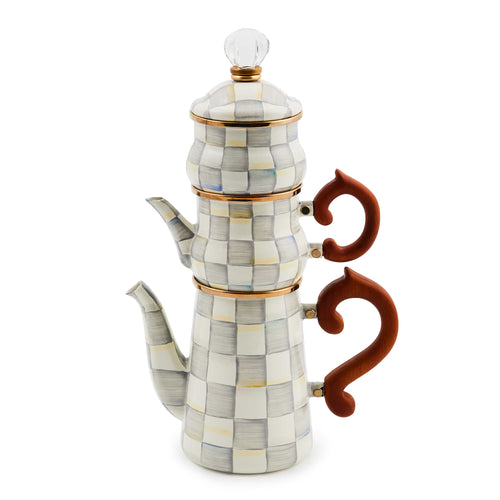 Sterling Check Stackable Coffee Set