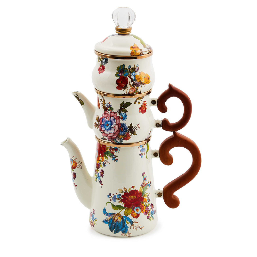 White Flower Market Stackable Coffee Set