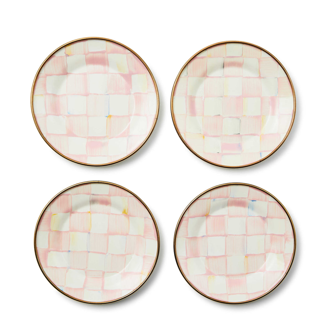 Rosy Check Appetizer Plates, Set of 4