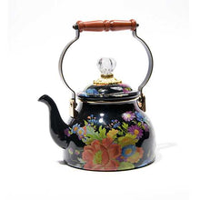 Cargar imagen en el visor de la galería, Flower Market 2 Quart Tea Kettle - Black